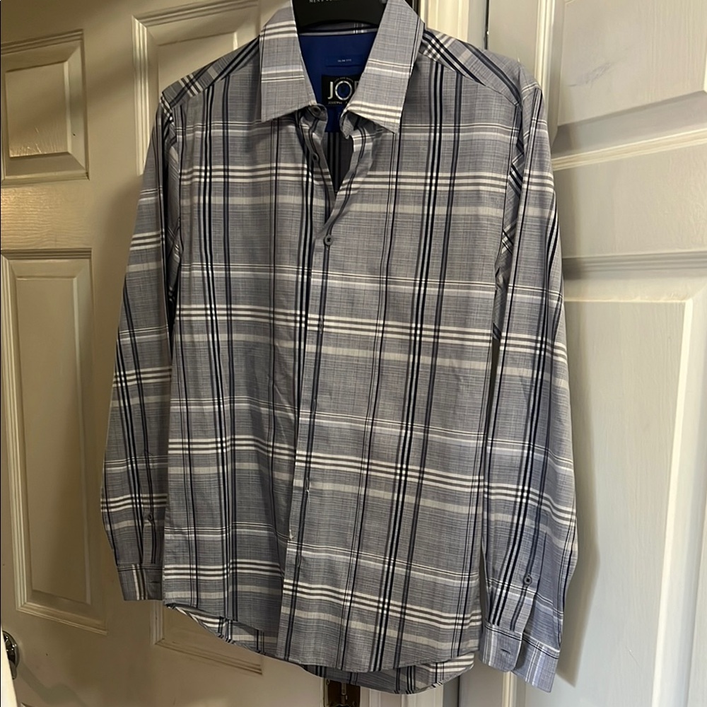Joseph Abboud Gray Plaid Casual Shirt